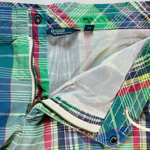 POLO Ralph Lauren Mens XXL Plaid Board Shorts Drawstring Mesh Lined Pockets - Picture 10 of 16